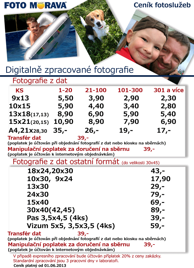 Ceník digitálních fotografií.